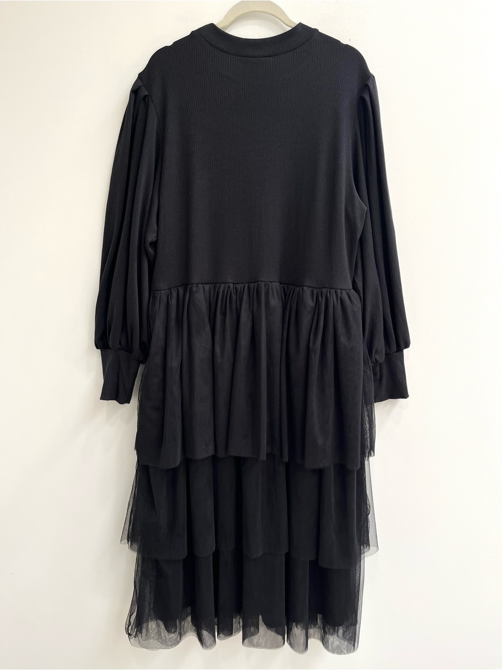NEW Ivy City Co Cosette Midi Dress Black Ribbed Tulle Tiered Womens 1X - Picture 4 of 14